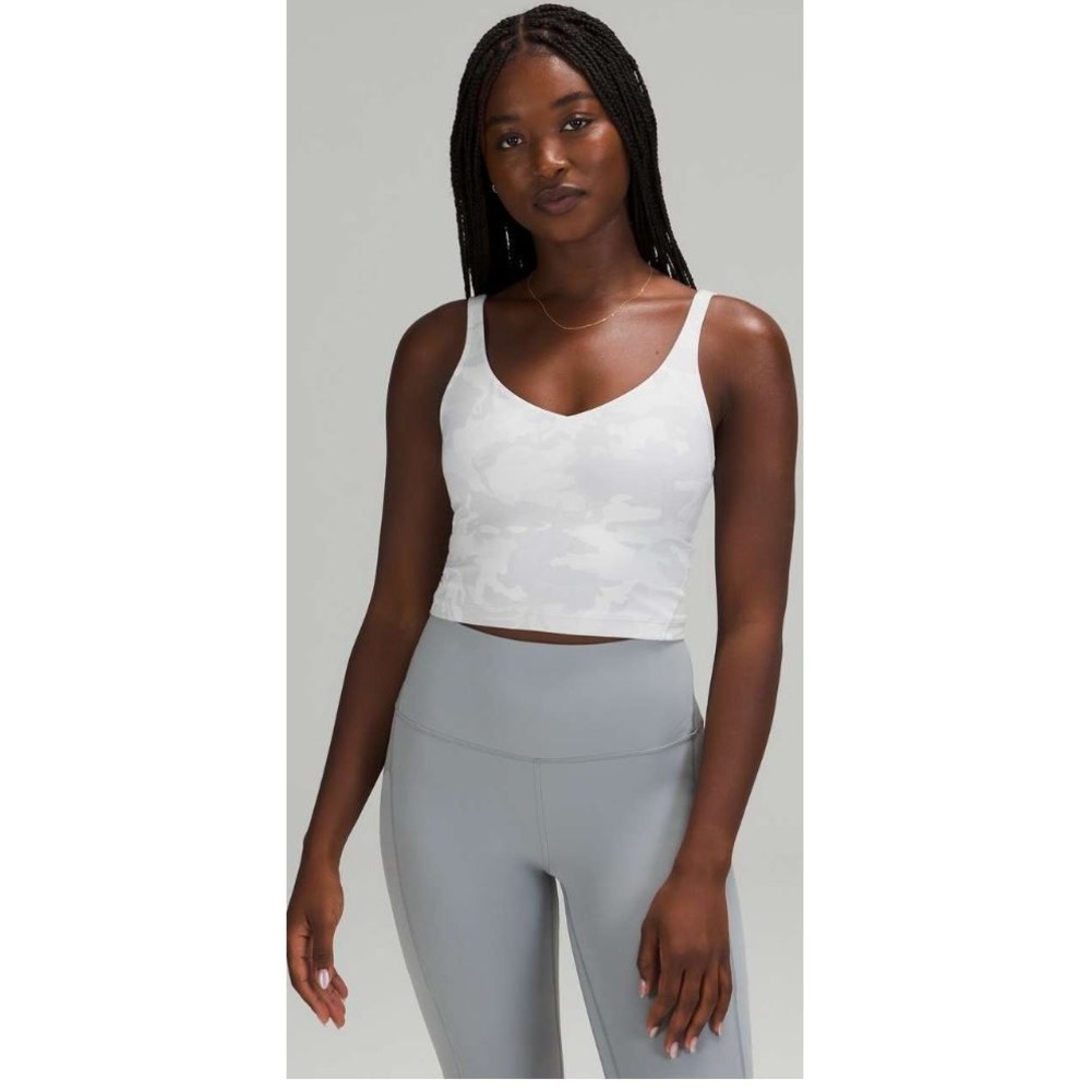 Lululemon Align Tank 8 White Grey Camo Nulu Light Support Cropped Top